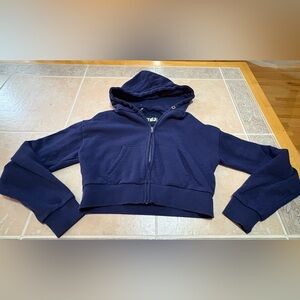 Katie J NYC Blue Cropped Zip Hoodie Youth XL Petite Fit